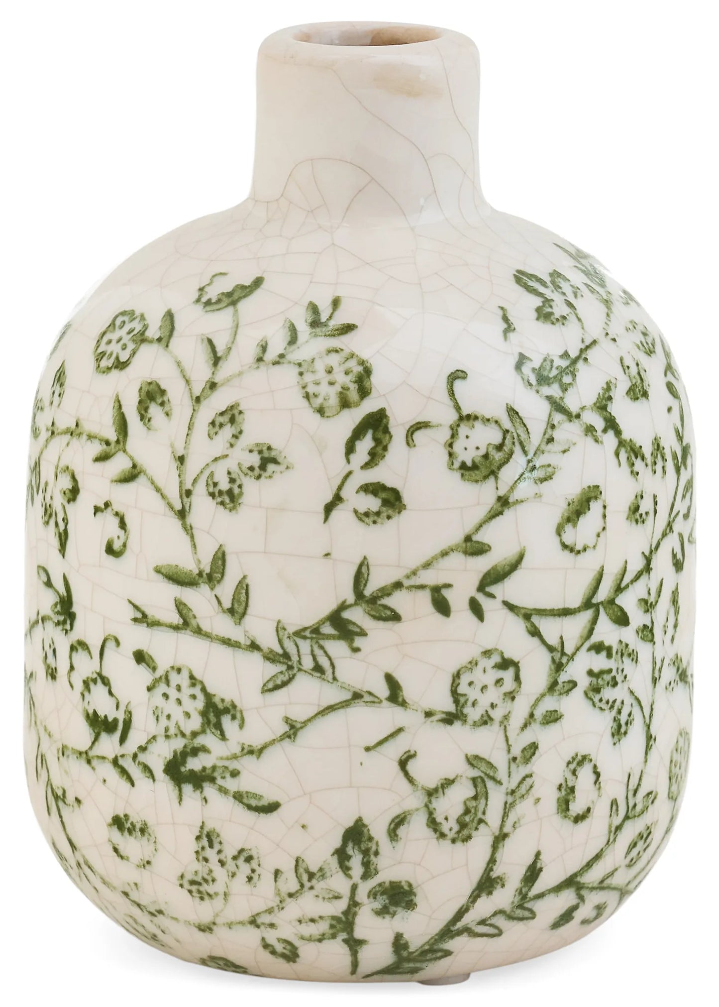 Green Crackle Flower Vase